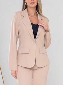 Elegant Twill Jacket And Pants Set C3135 - Beige - View 8