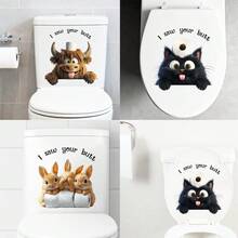 Set de autocolante pentru toaletă cu desene animate, detașabil autoadeziv din PVC, autocolant decorativ pentru renovarea capacului toaletei de baie, autocolant pentru cadă/dulap, baie de acasă, petrecere de sărbători, decorare pentru toaletă - 1 BUC - Vizualizare 1