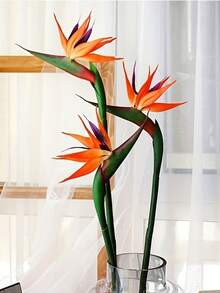 3/5 piezas Flores artificiales de ave del paraíso de alta calidad de 24 pulgadas, resistentes a los rayos UV y sin decoloración, hechas de goma suave de PU, flores artificiales, plantas falsas, adecuadas para regalos del Día de la Madre, regalos de cumpleaños, Día de la Madre, Día de San Valentín, regalos para mujeres, regalos de apreciación a maestros, despedida de soltera, decoración de habitaciones - Naranja - Ver 7
