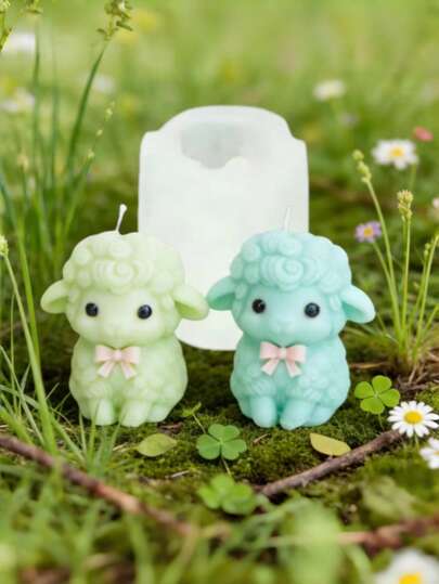 Molde de silicona 3D esponjoso de oveja, lindo cordero para velas, jabón, resina, yeso, manualidades de aromaterapia y decoración del hogar como regalo