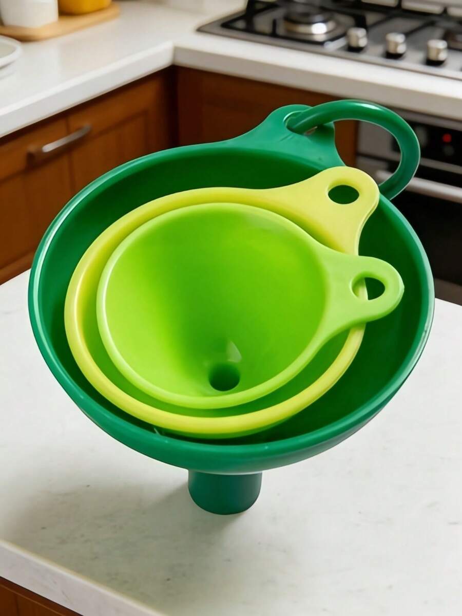3pcs Kitchen Funnel Set - Durable Plastic , Suitable For Pouring Oil And Liquor, Essential Cooking Tool