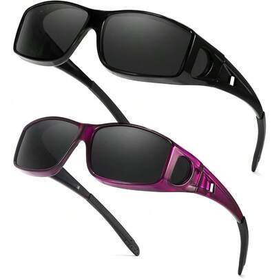 2Packs Fit Over Sunglasses For Men&Womens,Polarised Lens Anti Glare Over Glasses Sunglasses With UV Protection