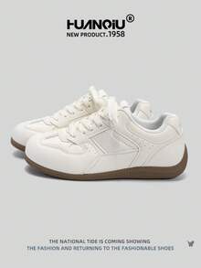 HUANQIU 2026 Nuevos zapatos de mujer, zapatos de skateboard para mujer, un par de tenis de diseño con cordones, elegantes, transpirables y cómodos, adecuados para uso en el hogar y la oficina, tenis blancos de doble propósito, Dexin, diseño con cordones ligero y cómodo, zapatillas con suela blanda, zapatos casuales que aumentan la altura, zapatos para correr, zapatos de carreras beige, adecuados para todas las estaciones - Beis - Ver 1