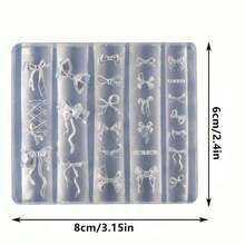 1pc 3D Bow Silicone Nail Mold + 1pc Y2K Ballet Ribbon Nail Art Template Carving Pen Manicure Tools - 1 Set - View 6