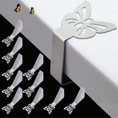 Table Cloth Clips For Outside Inside Table 8 Pcs, Butterfly Shape, Cat Paw Shape,Leaf Shape Picnic Tablecloth Holder Clip, Large Stainless Steel Decorative Cover Clamp For Heavy Duty Party Wedding Restaurant Camping Essential, Birthday,