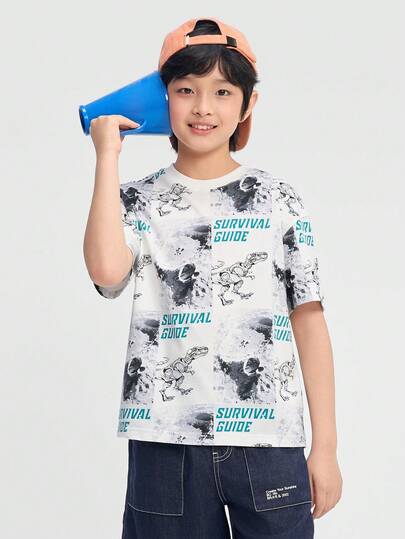 Balabala 男童100%纯棉柔软透气短袖T恤，舒适轻盈夏季休闲上衣 2026