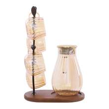 Water Pitcher Set, Borosilicate Glass Water Pitcher Set For Cold& Hot Water, Cold Water Bottle Set With 4 Cups& 1 Rack - Amber & Brown - View 11