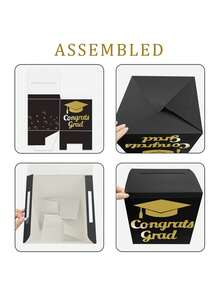 1pc Graduation Card Box Holder, Foldable Cardboard Decoration Box For Graduation Congratulations, Graduation Party Decorations And Graduation Parties (Black) - View 7