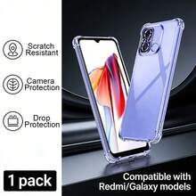 透明气垫手机壳，兼容 Galaxy A17、Galaxy A07、Galaxy S9+、Galaxy S9、Galaxy S8+、Galaxy S8、Galaxy S7、Galaxy A20e、Galaxy A8 (2018)、Galaxy A5 (2017)、Galaxy J6、Galaxy J4+、Galaxy J3 (2017)、Note 15 4G 欧洲版 171mm、Note 14 4G 全球版 163mm、Note 11S 4G 全球版、Note 12 Pro (5G) - 無色 - 查看 2