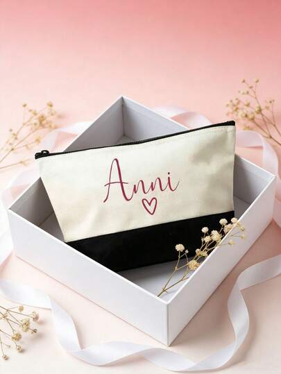 Personalizowana płócienna kosmetyczka z imieniem, personalizowana damska saszetka na prezent, kosmetyczka, unisexowy, uroczy, wyjątkowy, spersonalizowany prezent dla druhny, zimowy, modny prezent na Boże Narodzenie/Walentynki, torba podróżna, idealny prezent dla rodziny, przyjaciół, dziewczyny, rocznicy