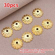 30 piezas Espaciadores de joyería de metal con diseño floral vintage chapado en oro de 18k, cobre grueso con diseño de onda y pétalo plateado, para hacer pulseras, collares y aretes, regalo de boda - Multicolor - Ver 18