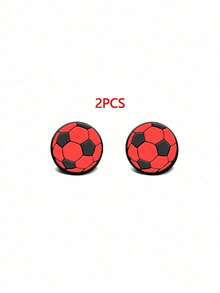 2pcs Black & Red Football Shaped Joystick Cap, Silicone Gamepad Thumb Grip Stick Cover - View 3