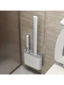 Bộ 1 chổi cọ toilet gắn tường - Lông chổi silicon phẳng, làm sạch sâu, không cần điện - Thích hợp cho nhiều loại toilet. Chổi cọ toilet tẩy vết bẩn với đầu silicon bền chắc. - Nhiều kiểu dáng - Xem 5