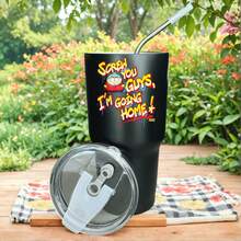 30oz Stainless Steel Tumbler Black White Options,  Screw You Guys I'm Going Home Graphic Cups, Insulated Travel Coffee Mug With Lid And Straw , Double Wall Vacuum Reusable Travel Cups, Funny Birthday Party Gift For Women & Men - 黑色 - 查看 1