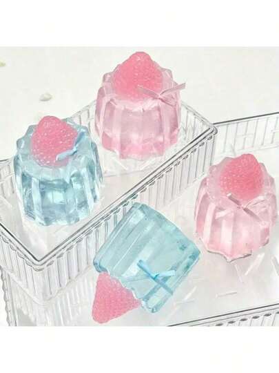 Nuevo artículo de llegada: Juguete antiestrés de fresa de cristal rosa y azul: Suave y esponjoso "postre" con alta estética, puede aliviar las emociones. Fresa de pastel rosa con lazo apretable, suave y pegajoso, juguete de manualidades DIY para apretar