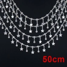 50cm/100cm glasstras pentagram hänge kedja med koppar tofs, lämplig för gör-det-själv armband halsband smyckestillverkning tillbehör - Kopparstjärnkedja - Visa 14