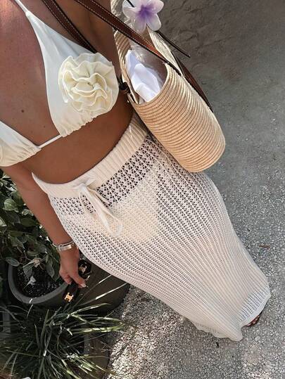 Live To Mo 女士夏季白色镂空性感长裙罩衫，波西米亚风格，适合海滩度假