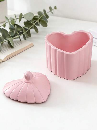 3D Crystal Epoxy Resin Storage Box, Heart-Shaped Striped Floral Edge Storage Jar, Plaster Silicone Mold For Candle, Handicraft, Home Decor