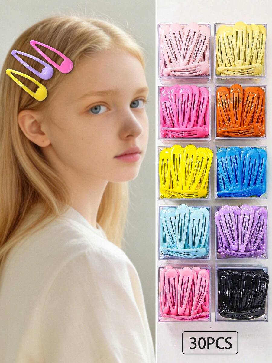 30 chiếc kẹp tóc kiểu công chúa dễ thương, lấp lánh, đơn giản, phong cách dành cho bé gái, kẹp tóc mái, phụ kiện tóc dùng hàng ngày. - Nhiều màu - Xem 1