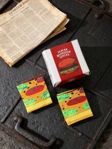1 Pair New Interesting Multi-Color Hamburger Mid-Calf Socks Gift Box, Spring/Summer New Unisex Sports Socks, Imaginative Food-Inspired Creative Design, Knitted Fabric, Long & Thick Soft & Comfortable, Perfect Gift For Birthday, Valentine's Day, Easter, Festival, Carnival, Dates, Parties, Holidays, Unique Fashion Quirky Abstract Daily Casual Wear Socks, Popular Food-Themed Outfit, Suitable For All Seasons, Great Gift For Couples, Friends, Ideal For Vacation, Outdoor Sports, Gym, Home, Office, Etc. - Yellow - View 6