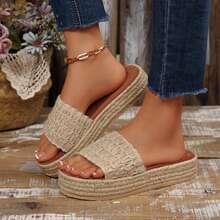 Summer Women Slides Shoes Sandals For Women Flats Outdoor Walking Travel Platform Sandals Open Toe Beach Bohemia Jute Sole Lightweight Comfortable - lanh - Xem 6
