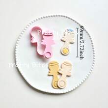 Molde de cortador de galletas con sonajero de campana, molde de relieve de galletas con diseño de bebé de dibujos animados para baby shower, molde de fondant para hornear en casa, molde de prensa de galletas, molde de decoración de pasteles - Rosa - Ver 9