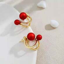 2pcs Pearl Earrings For Women, Elegant High-End Lightweight Luxury Unique Design Silver Ear Studs, Minimalist - Multicolor - View 5