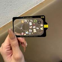 17 Pro Max Camera Lens Protector + Cute Bear Decorative Sticker DIY Base, Camera Protection - Transparent + Bear Cherry - View 5