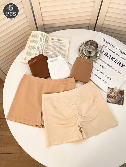 5Pcs Seamless Boxer Briefs Women's Shorts High Waist Panties Cycling Pants Booty Lifting Sports Shorts For Gym Yoga Biker Shorts For Women