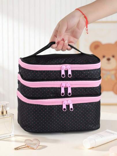 1个女士旅行化妆收纳包，时尚休闲大容量拉链袋，旅行必备化妆包，可收纳化妆品、香水、护肤品，适合旅行、聚会、出差，也是送给妈妈、护士、学生的礼物。