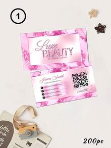 200/500/1000pcs Customized Luxury Beauty Business Card Template, Personalized Marble & Gold Glitter Business Card With QR Code, Suitable For Eyelash Technicians, Beauticians And Influencers - Multicolor - View 12
