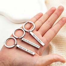 1pc Engraved Stainless Steel Rectangle Keychain, Personalized Keychain, Couples Gift, Customized Men/Women Keychain, Couple Keychain For Both Men And Women, Personalized Engraving Of Names, Dates, Symbols To Meet Couple Customization Needs,Apparel Accessories,Halloween Edit,Boyfriend,Girlfriend,Family,Friends - Multicolor - View 12