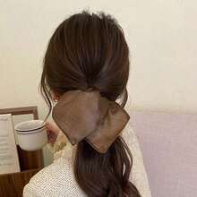 Premium Mullet Scrunchie Hair Ties, High Elasticity Hair Rope For Bun, Ponytail, Hair Bobbles ,Gym Sport Outfit Hair Accessories Head Accessories Rubber Bands - màu nâu - Xem 5
