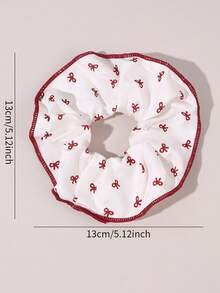 3条装女童酒红色发圈，波点、格子和蝴蝶结图案发绳，柔软雪纺和方格布面料，复古又充满女人味的春季发圈，适合日常造型和休闲外出。 - 彩色 - 查看 4