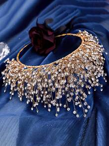 1 pieza Corona de novia glamorosa, diadema con cristales de estrás brillantes, adecuada para boda, fiesta, Pascua - Multicolor - Ver 9