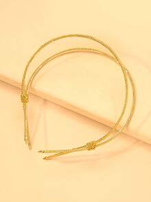 1件新款时尚交叉金属发箍，创意优雅日常佩戴发饰 - 金色 - 查看 4