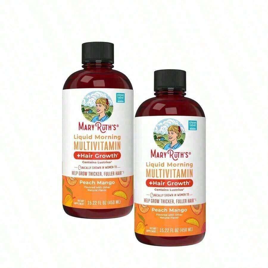 MARY RUTH'S Liquid Morning Multivitamin Hair Growth - Includes All 8 B Vitamins Plus Vitamins C, D, A, Etc Delicious Peach Mango Flavor - 2 chai - Xem 1