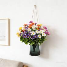 5pcs 32cm Artificial Chrysanthemum Flowers, Fake Floral Decor For Home, Wedding Decoration, Chrysanthemum Room Decor, Green Leaf Wreath Center Decor, UV-Resistant Artificial Ivy Wreath, Suitable For Wedding Arch, Wall Decor, Outdoor Party, Indoor & Outdoor UV Protection, Autumn Decoration - Multicolor - View 4