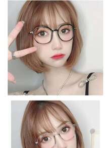 男女通用眼镜，防止视觉疲劳，适用于看电脑、看电视、玩游戏和看手机，透明镜片，时尚护眼眼镜 - 無色 - 查看 2