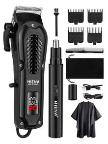 HIENA 2 Pieces Hair Clipper Trimming Set, Cordless Electric Clipper, Electric Nose Hair Clipper, 2 Models To Choose From, USB Interface With Digital Display For Smooth And Seamless Use, Making It A Great Helper In Your Daily Life - View 1