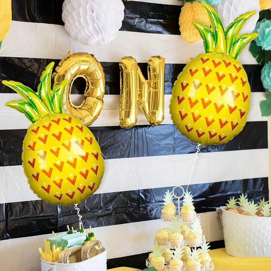 3pcs Large Fruit Shaped Balloons Decor, Suitable For Theme Party Birthday Decoration (Pineapple) - Pineapple Balloon - View 1