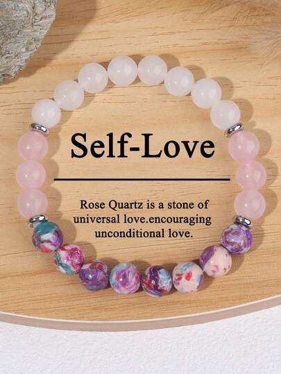 Vintage Women's Bracelet For Love Spells, Representing Love And Attraction, Rose Quartz, And Moonstone Bohemian Jewelry Perfect Gift For Casual Attire Or Special Occasions