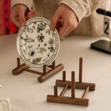 5/3-Tier Bamboo Display Rack - Sturdy And Durable, Space-Saving, Vertical Hanging Design, Suitable For Oil Paintings And Acrylic Paintings - Decoration And Storage Rack For Artist Studio, Bamboo Craft Decor. Bamboo Bookshelf, Easy To Assemble, Convenient For Storing Books On Bedside Or Desk. Multifunctional Bamboo Storage Rack. - Khaki - View 11