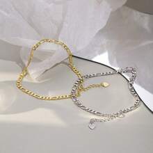 1pc S925 Sterling Silver Punk Fashion Couple Chain Bracelet, Unisex Hip-Hop Minimalist Bracelet - White Gold - View 2