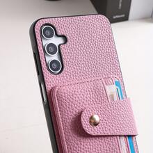 1件装优雅奢华挂绳卡包钱包式PU皮革手机壳，兼容三星Galaxy S25 Edge、S24、S23、S22、S21、S20 FE、Note 20 Ultra、A17、A16、A15、A07、A52、A53、A54、A25 5G、10、9 Pro XL、8、7、6、9a、8a、Note 15 Pro、14、13 4G、Poco C75等机型，多功能保护套 - 粉色 - 查看 4