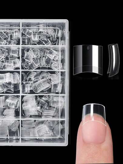 100 Pieces Per Box. Short Square Nail Stickers. Transparent Half-Covering False Nails. French Manicure. Lengthen Nails. Nail Art Tools