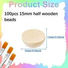 Smooth 100pcs 15mm Natural Half Round Wood Beads For DIY Painting Decorative Frames Craft Supplies Creative Art Projects,Unfinished Wooden Cabochon Beads For Photo Frame Embellishments Home Decor Scrapbooking Handmade Crafting Natural Wood Accents - Multicolor - View 7