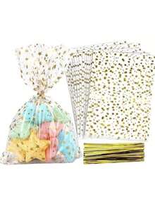 100 Pcs Star Gift Packaging Bag, Suitable For Party Gifts, Candies, Cookies, Snacks, Small Gifts, Plastic Gift Bags - Star Style - View 3