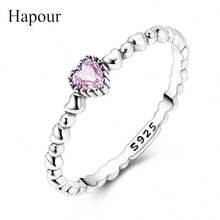 925 Sterling Silver Heart-Shaped Ring, Minimalist & Elegant Design, Inlaid With Pink Cubic Zirconia, Exquisite Jewelry For Women, Symbolizing Love And Protection, A Gift For Her - Pink - View 2