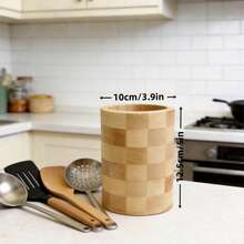 Bamboo Kitchen Utensil Storage Canister, Bamboo Kitchen Utensil Storage Jar, Rustic Style Kitchen Decor - Multicolor - View 6